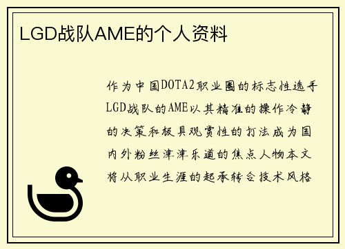 LGD战队AME的个人资料